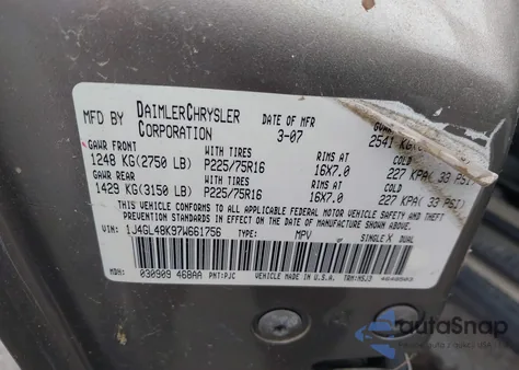 2007 Jeep Liberty Sport from USA, damaged, VIN 1J4GL48K97W661756